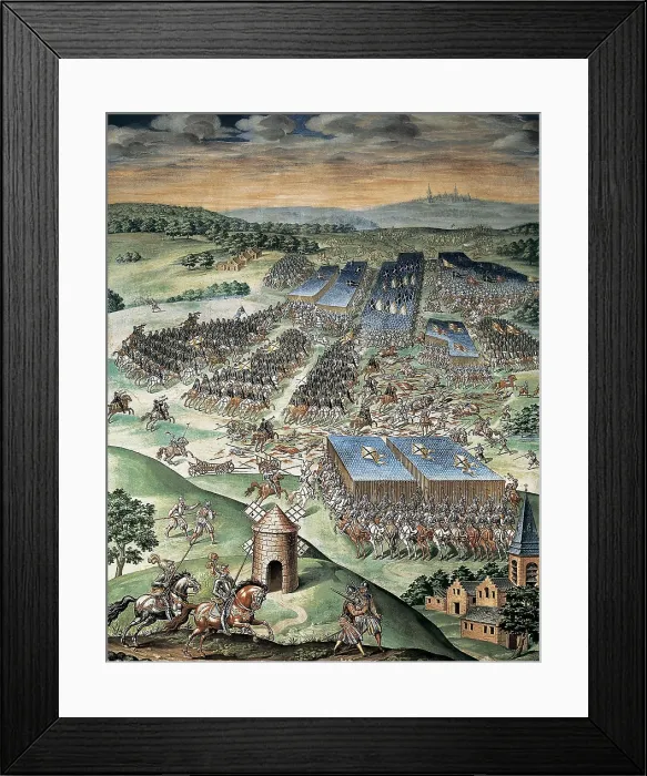 Framed Print : CASTELLO, Fabrizio (1562-1617). Battle of St. 1590-1591. SPAIN. San Lorenzo de El Escorial. Royal Monastery of San Lorenzo de El Escorial