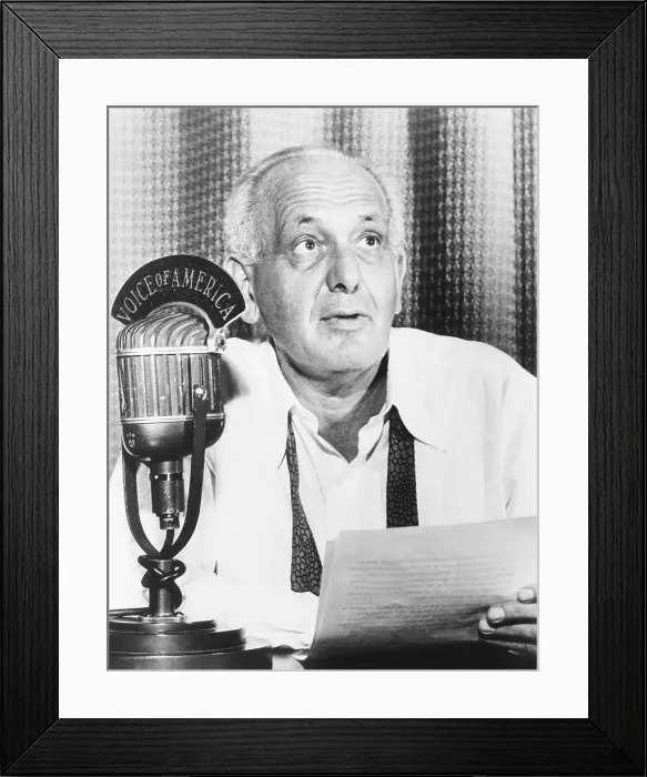 Framed Print : Gabriel Heatter, radio reporter and commentator, broadcasting over Voice of American in 1950 Framed Print : Gabriel Heatter, radio reporter and commentator, broadcasting over Voice of American in 1950