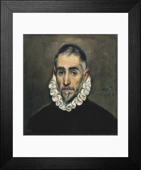 Framed Print : Greco, Domnikos Theotokpoulos, called El (1541-1614). Portrait of an unknown gentleman. 1584 - 1594. Portrait with gorget. Mannerism art. Oil on canvas. SPAIN. Madrid