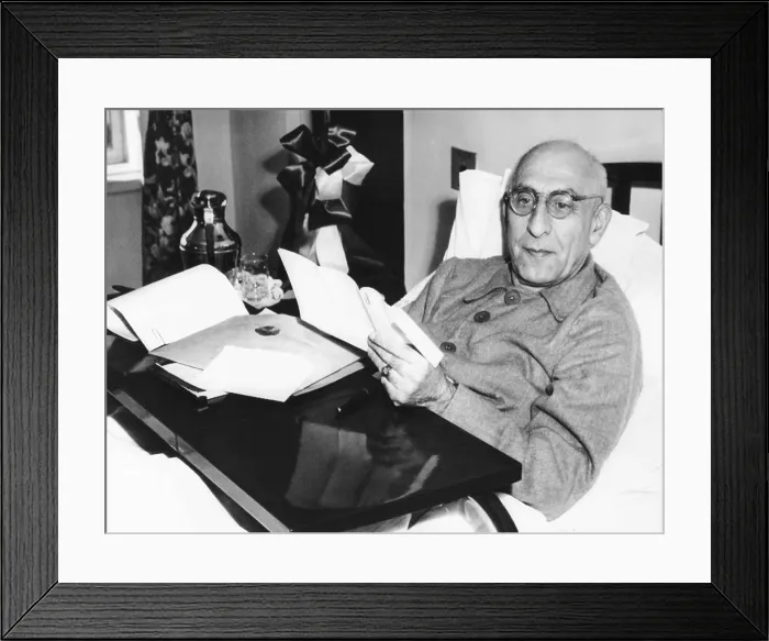Framed Print : Iranian premier Mohammed Mossadegh in his suite at New York Hospital, Oct. 12, 1951