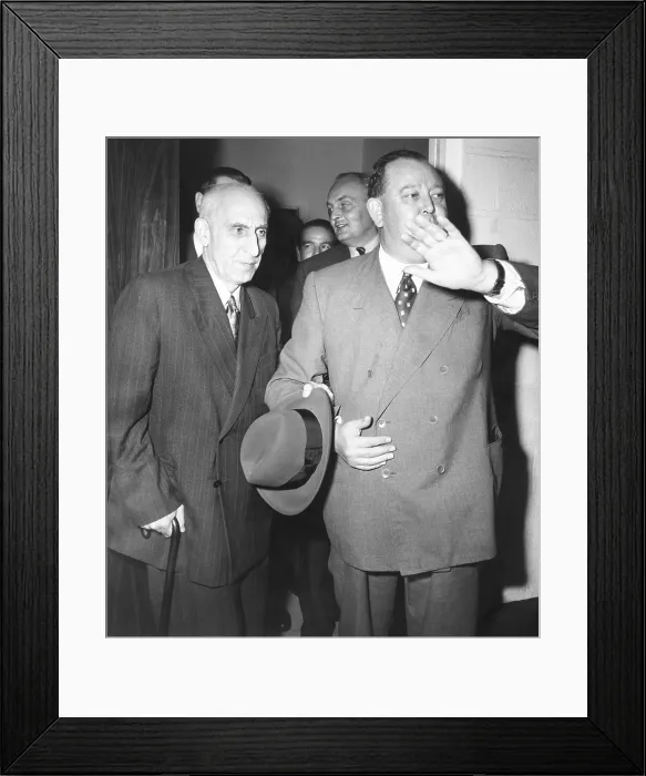 Framed Print : Mohammed Mossadegh (left) the Iranian Premier at the United Nations in NYC, Oct. 15, 1951