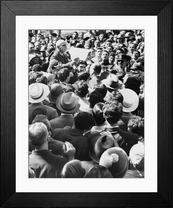 Framed Print : Iranian premier Mohammed Mossadegh, addressing a crowd in Teheran in 1951 Framed Print : Iranian premier Mohammed Mossadegh, addressing a crowd in Teheran in 1951