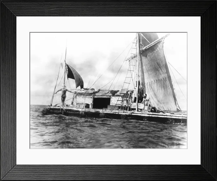 Framed Print : Norwegian Thor Heyerdahl's balsa raft, Kon Tiki, on the Pacific Ocean in 1947