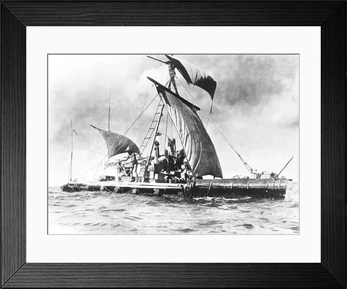 Framed Print : Norwegian Thor Heyerdahl's balsa raft, Kon Tiki, on the Pacific Ocean in 1947