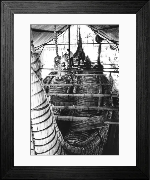 Framed Print : Aymara Indians from Lake Titicaca, built the papyrus boat RA II'. Safi, Morocco, April 27, 1970