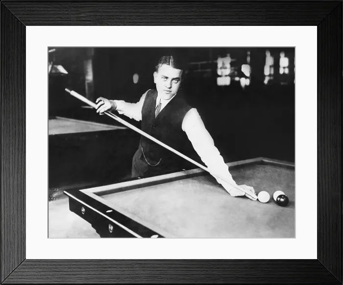 Framed Print : Willie Hoppe, carom billiards champion in 1912. He was planning a rematch with George Sutton, who had arms below the elbows