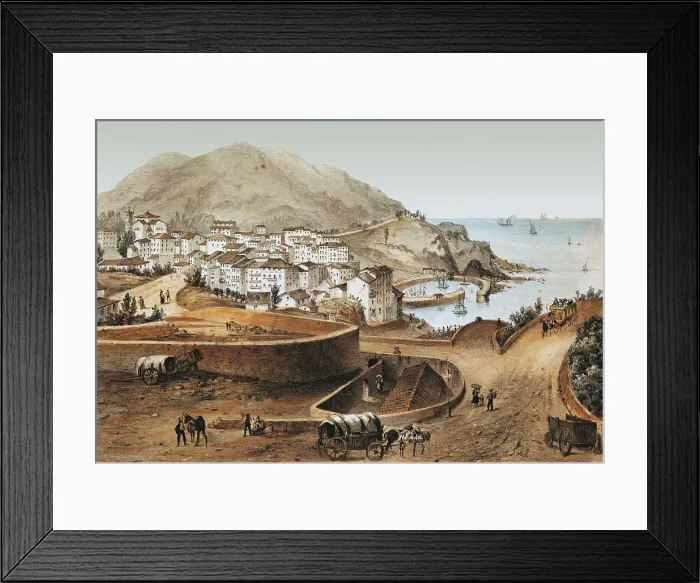 Framed Print : Spain. View of Motrico. Litography. SPAIN. Donostia. San Telmo Municipal Museum. AISA / Everett Collection**US SALES ONLY**