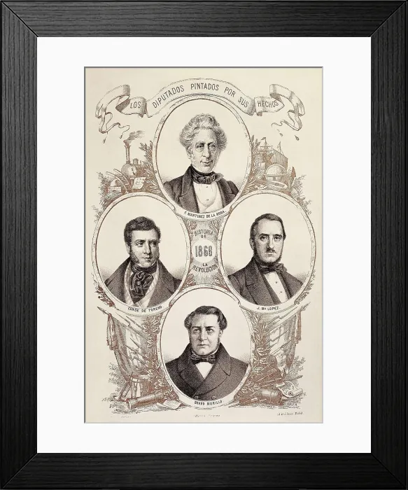 Framed Print : Spain (19th c.). Liberal politicians. Portraits of Martnez de la Rosa, count of Toreno, Joaqun Mara Lpez and Bravo Murillo. Litography. SPAIN. Madrid. National Library Framed Print : Spain (19th c.). Liberal politicians. Portraits of Martnez de la Rosa, count of Toreno, Joaqun Mara Lpez and Bravo Murillo. Litography. SPAIN. Madrid. National Library