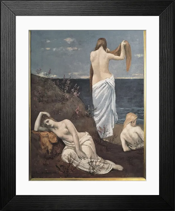 Framed Print : PUVIS de CHAVANNES, Pierre (1824-1898). Young Girls by the Sea (Jeunes filles au bord de la mer). ca. 1879. Symbolism. Oil on canvas. FRANCE. Paris