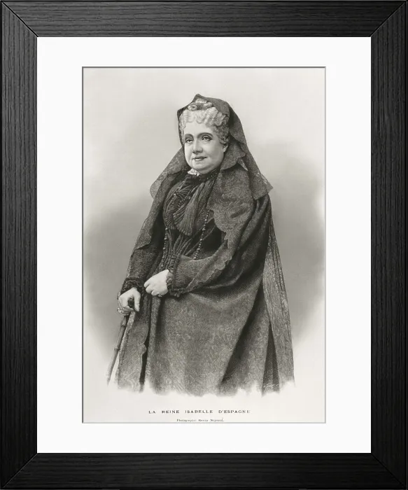 Framed Print : Isabella II (1830-1904). The queen during her exile in Paris. Etching. AISA / Everett Collection**US SALES ONLY**