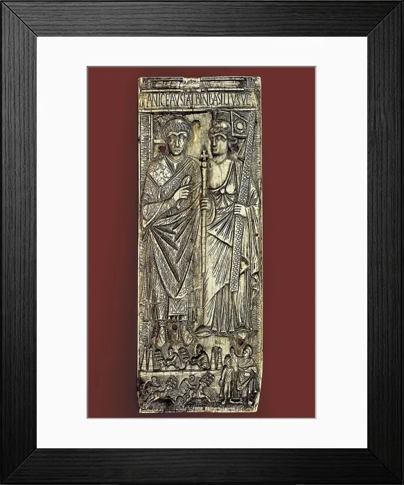 Framed Print : Diptych of Consul Basilius. 6th c. Roman art. Late Empire. Sculpture on ivory. ITALY. Florence. Bargello National Museum. AISA / Everett Collection**US SALES ONLY**