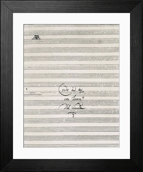 Framed Print : Vivaldi, Antonio (1678-1741). Stave with Vivaldi's autograph. AISA / Everett Collection**US SALES ONLY**