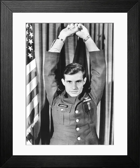 Framed Print : Sergeant Michael Robert Lenker, door gunner of a downed helicopter became a POW on Feb. 8, 1968