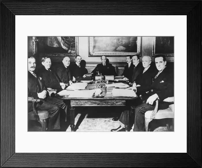 Framed Print : Lord Halifax, Foreign Secretary in Neville Chamberlain's Cabinet presiding over a meeting. April 16, 1940