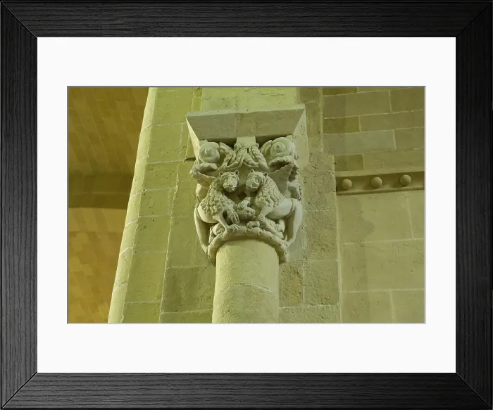 Framed Print : FRANCE. Lescar. Cathedral Notre-Dame de l'Assomption. Decorative detail of the capitals (12th c.). Architecture. AISA / Everett Collection**US SALES ONLY**