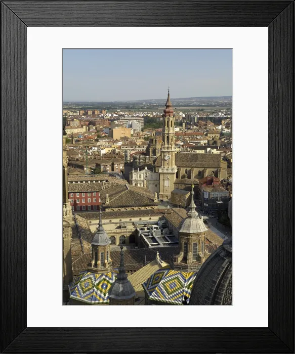 Framed Print : SPAIN. Zaragoza. Baslica de Nuestra Seora del Pilar (Basilica of Our Lady of the Pillar). View of La Seo (Cathedral) from the tower of the Basilica of Our Lady of the Pilar