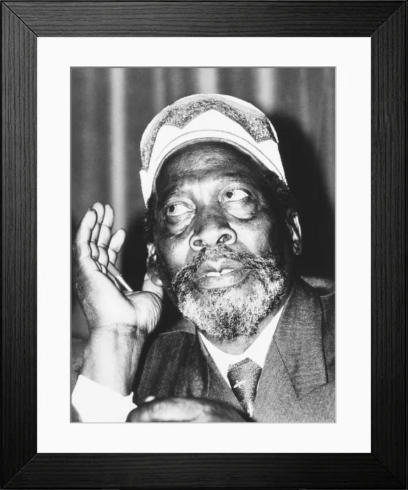 Framed Print : Jomo Kenyatta, Kenyan nationalist leader at a press conference in London, Nov. 8, 1961