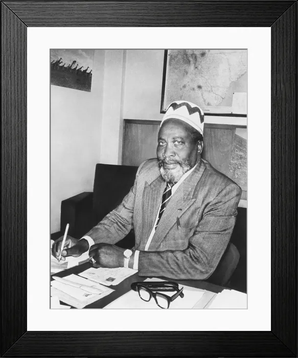 Framed Print : Jomo Kenyatta, shortly before Kenya was granted independence on Dec. 12, 1963. As leader of the KANU party, (Kenya African National Union), he became Prime Minister