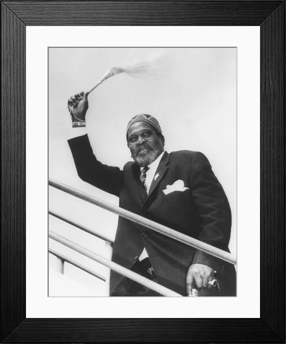 Framed Print : Jomo Kenyatta, President of Kenya, carried a fly-whisk, a mark of authority in Maasai society