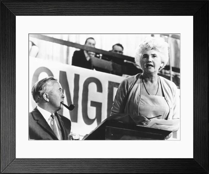 Framed Print : Opening session of the British Labour Party conference, Oct. 3, 1966. Prime Minister Harold Wilson listens to Jenny Lee, widow of famous Laborite Aneuran Bevan. (CSU_2015_9_692) Framed Print : Opening session of the British Labour Party conference, Oct. 3, 1966. Prime Minister Harold Wilson listens to Jenny Lee, widow of famous Laborite Aneuran Bevan. (CSU_2015_9_692)