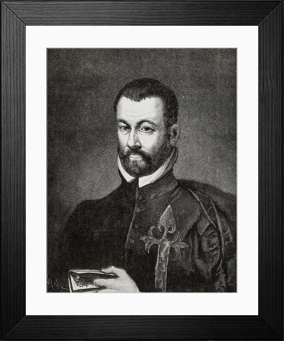 Framed Print : ARIAS MONTANO, Benito (1527-1598). Portrait from an edition of 1884, inspired on the canvas by Francisco Pacheco. Engraving. AISA / Everett Collection**US SALES ONLY**