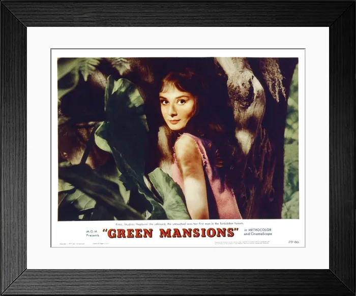 Framed Print : GREEN MANSIONS, US lobbycard, Audrey Hepburn, 1959 Framed Print : GREEN MANSIONS, US lobbycard, Audrey Hepburn, 1959