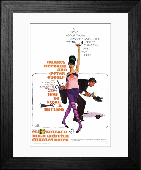 Framed Print : HOW TO STEAL A MILLION, US poster art, Audrey Hepburn, Peter O'Toole, 1966. TM and Copyright 20th Century Fox Film Corp. All rights reserved. Courtesy: Everett Collection