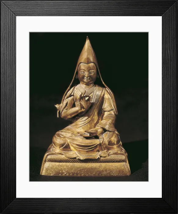 Framed Print : Tsong-kha-pa. 18th c. Golden bronze. Tibetan art. Sculpture. FRANCE. Paris. Guimet Museum. Proc: CHINA. TIBET. AISA / Everett Collection**US SALES ONLY**