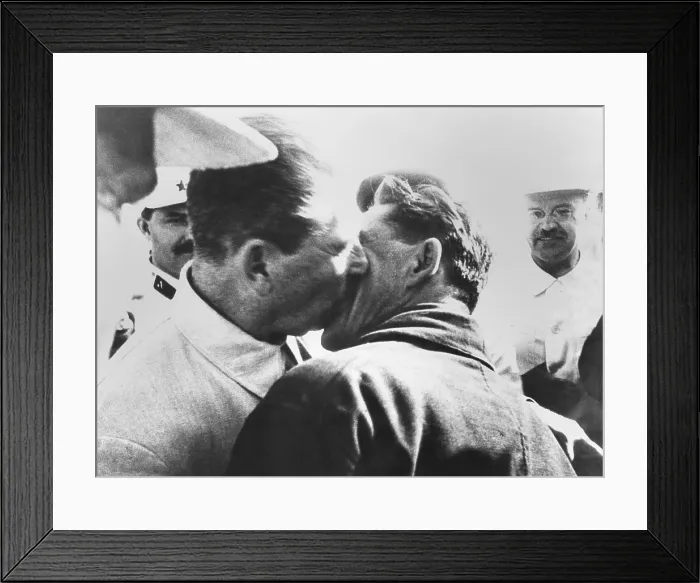 Framed Print : Josef Stalin (left), embracing and kissing Ivan T. Spirin, Chief Navigator of 1937 Polar expedition Framed Print : Josef Stalin (left), embracing and kissing Ivan T. Spirin, Chief Navigator of 1937 Polar expedition