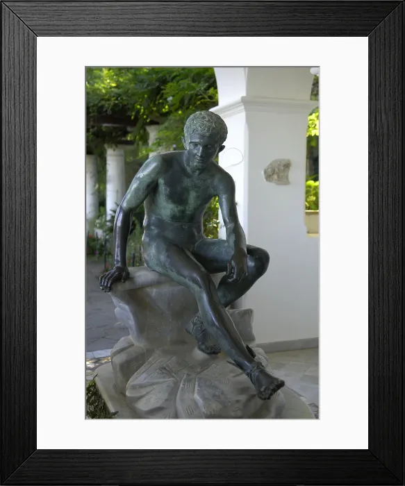 Framed Print : ITALY. Anacapri. Capri Island. Villa San Michele. Axel Munthe's former house. Inner sculpture, probably a bronze ephebos. Sculpture on bronze