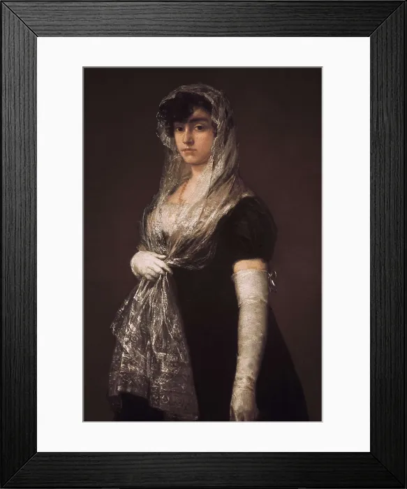 Framed Print : GOYA Y LUCIENTES, Francisco de (1746-1828). Young Lady Wearing a Mantilla and Basquina. 1800-1805. Work also known as 'The Bookseller's Wife'. Oil on canvas Framed Print : GOYA Y LUCIENTES, Francisco de (1746-1828). Young Lady Wearing a Mantilla and Basquina. 1800-1805. Work also known as 'The Bookseller's Wife'. Oil on canvas