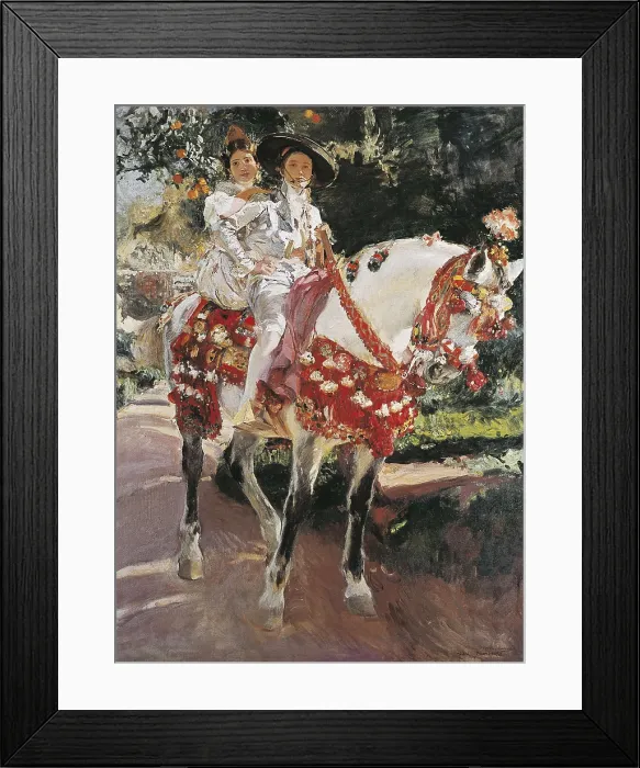 Framed Print : SOROLLA, Joaqun (1863-1923). Portraits of Elena and Maria wearing old valencian dresses. 1908. Noucentisme. Oil on canvas. SPAIN. Barcelona. National Art Museum of Catalonia