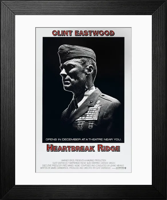 Framed Print : HEARTBREAK RIDGE, US advance poster, Clint Eastwood, 1986. Warner Bros. Pictures / courtesy Everett Collection