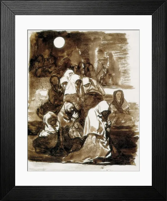 Framed Print : GOYA Y LUCIENTES, Francisco de (1746-1828). Group of Women Praying. 18th c.-19th c. Drawing. SPAIN. Madrid. National Library. AISA / Everett Collection**US SALES ONLY**