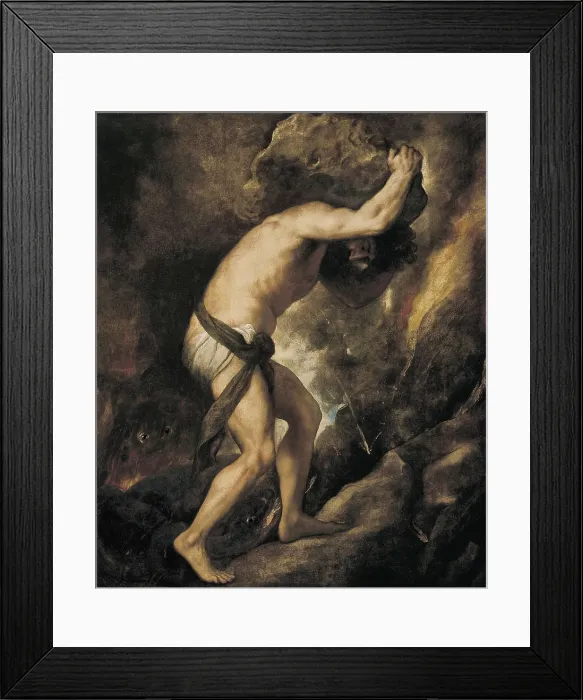 Framed Print : TTITIA, Tiziano Vecello, also called (1490-1576). Sisyphus. 1548 - 1549. Renaissance art. Cinquecento. Oil on canvas. SPAIN. Madrid. Prado Museum