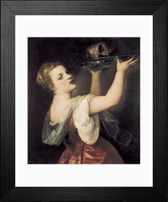 Framed Print : TTITIA, Tiziano Vecello, also called (1490-1576). Salome Carrying the Head of St. 1550. This is the portrait of Lavinia, the painter's daughter. Renaissance art. Cinquecento