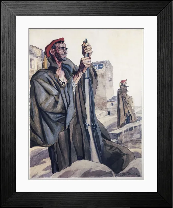 Framed Print : Spanish Civil War (1936-1939). Carlist soldiers. Illustration by Carlos Senz de Tejada. Drawing. AISA / Everett Collection**US SALES ONLY**
