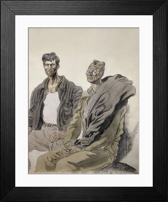 Framed Print : Spanish Civil War (1936-1939). Republican soldiers. Illustration by Carlos Senz de Tejada. Drawing. AISA / Everett Collection**US SALES ONLY**