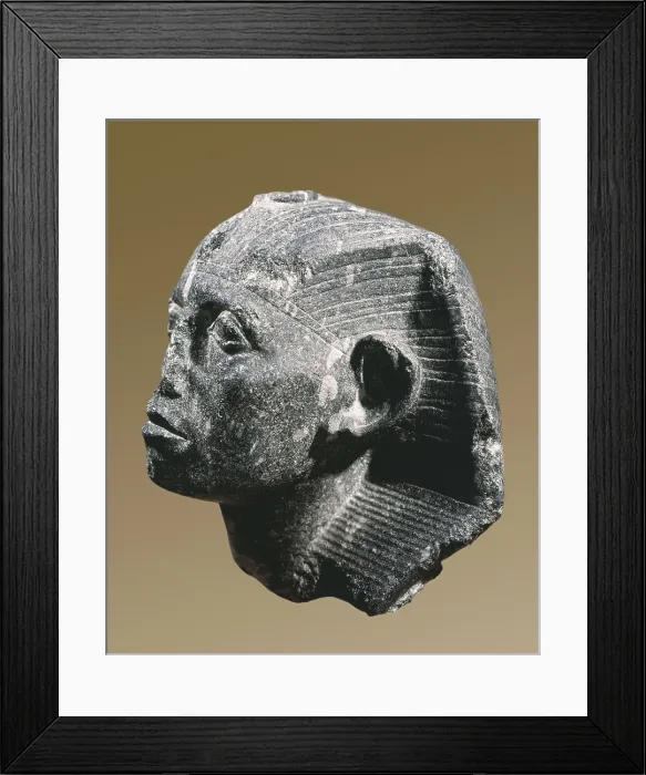 Framed Print : Head of Sesostris III. 1878 BC. Middle Kingdom. Egyptian art. Middle Kingdom. Sculpture on rock. EGYPT. Cairo. Egyptian Museum. Proc: EGYPT. Medamud. Temple at Medamud