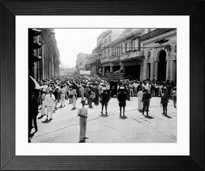 Framed Print : May Day 1934 riots in Cuba. When several hundred Communists marched in Havana, snipers fired into their ranks