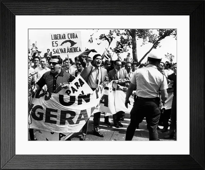 Framed Print : Cuban refugees battle police today after attempting to storm the Pan American Union Building. The U.S