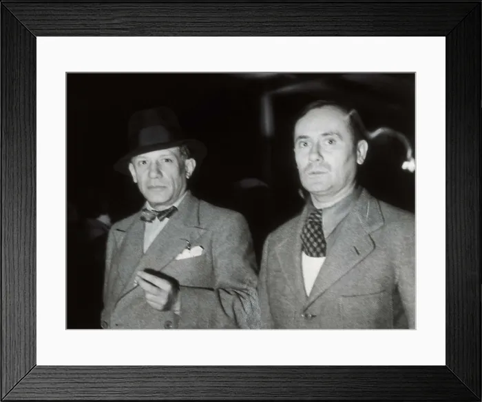 Framed Print : Pablo Picasso (left) and Joan Mir at the Spanish Pavilion of the International Exhibition in Paris (1937). SPAIN. Salamanca. Archivo Histrico Nacional