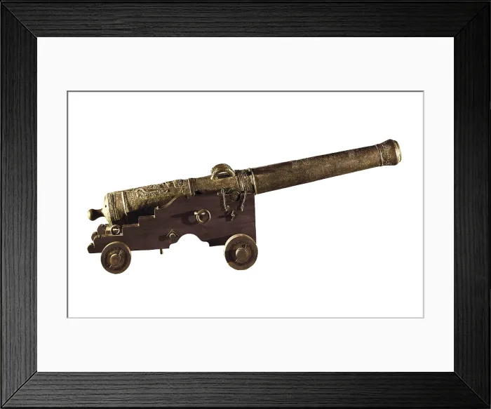 Framed Print : Bronze gun (1751), melted in the Duchy of Modena by master Herivel. SPAIN. Barcelona. Barcelona Maritime Museum. AISA / Everett Collection**US SALES ONLY**