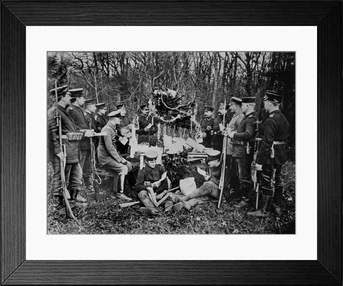 Framed Print : World War I, German soldiers Christmas, circa 1914-1918