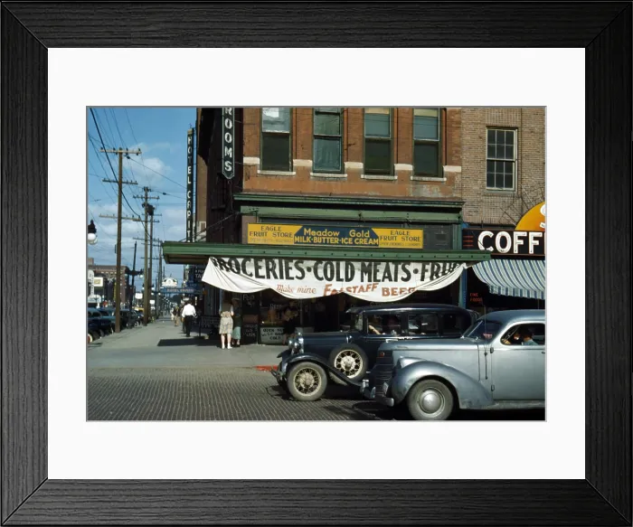 Framed Print : Lincoln, Nebraska, Eagle Fruit Store and Capital Hotel, photograph by John Vachon, 1942
