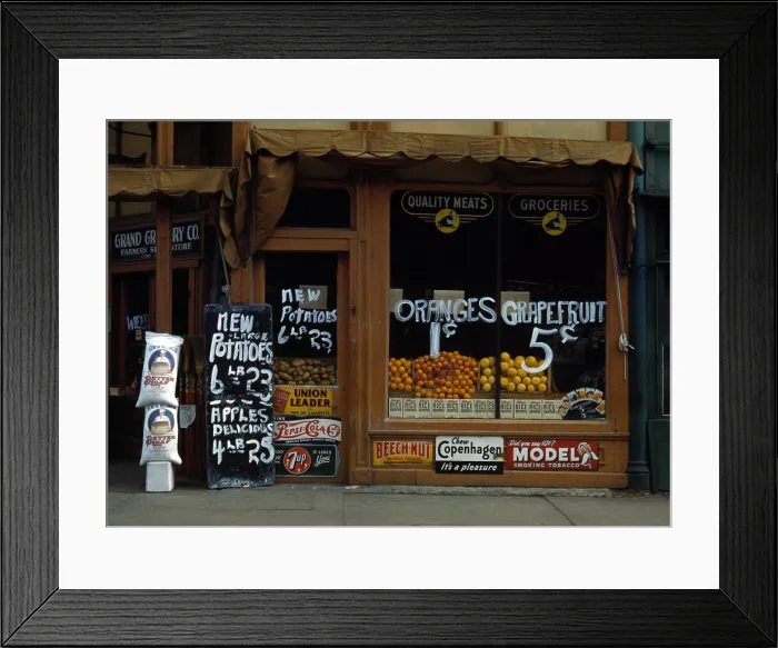 Framed Print : Lincoln, Nebraska, Grand Grocery Co, photograph by John Vachon, 1942