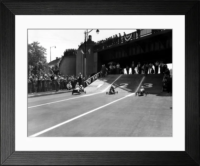 Framed Print : Soap box derby, 1946. Courtesy: CSU Archives / Everett Collection Framed Print : Soap box derby, 1946. Courtesy: CSU Archives / Everett Collection