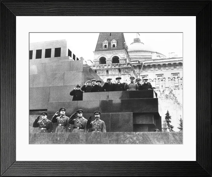 Framed Print : Soviet leaders on Lenin's tomb during for the 19th Anniversary of the October Revolution. Moscow, Nov. 17, 1936