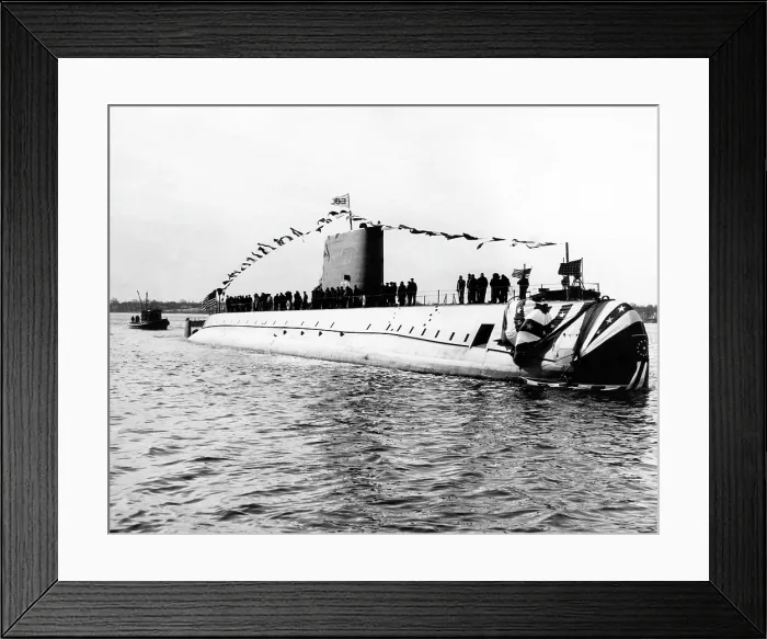 Framed Print : The first atomic submarine, U.S.S. Nautilus, being launched at Groton, Connecticut, January 21, 1954.. Courtesy: CSU Archives  /  Everett Collection