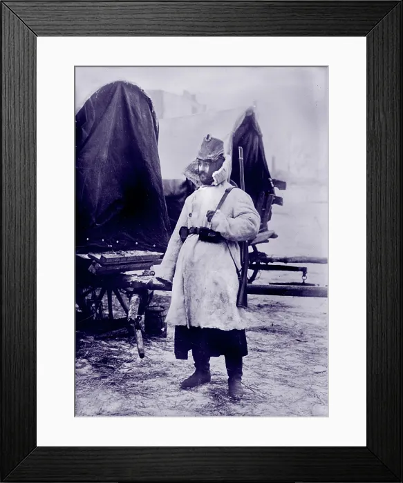 Framed Print : World War I, German soldier in winter dress, circa 1914-1918